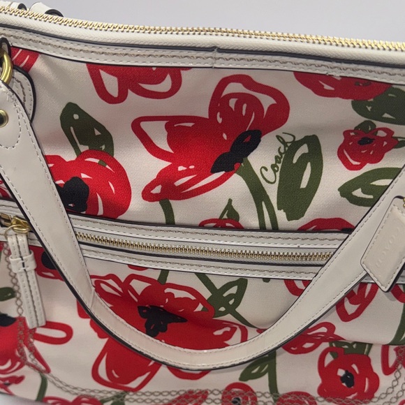 Coach Red Poppy East West Hallie Floral Shoulder Bag - Picture 11 of 14